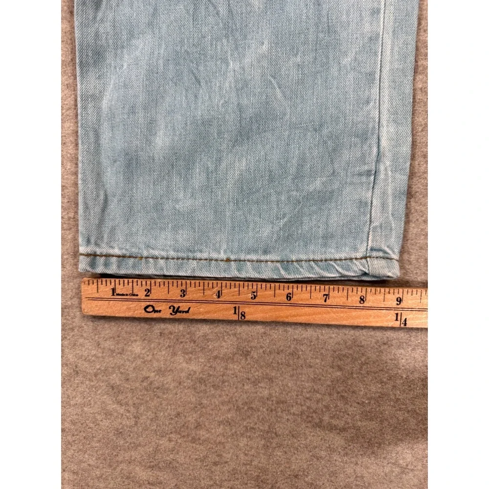 Levi's 501 Jeans Mens 36x34 Light Blue Denim Distressed Straight Leg Button Fly